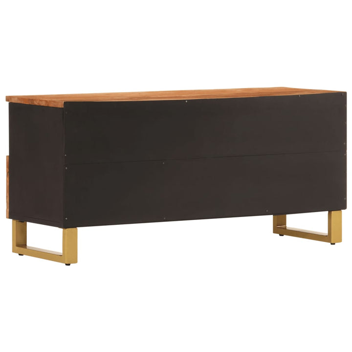Tv-meubel 100x33,5x46 cm massief mangohout bruin en zwart