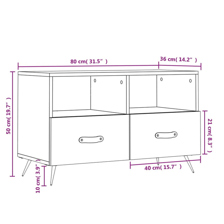 Tv-meubel 80x36x50 cm bewerkt hout betongrijs