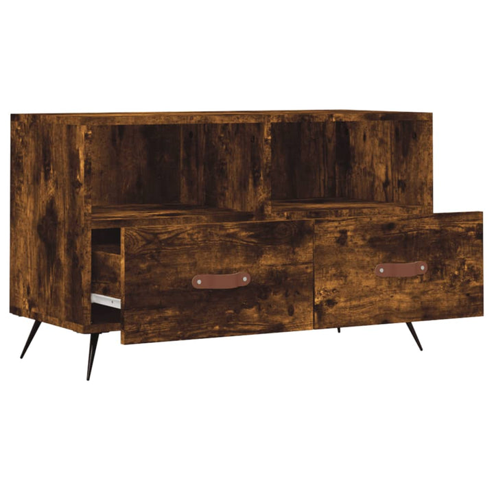 Tv-meubel 80x36x50 cm bewerkt hout gerookt eikenkleurig