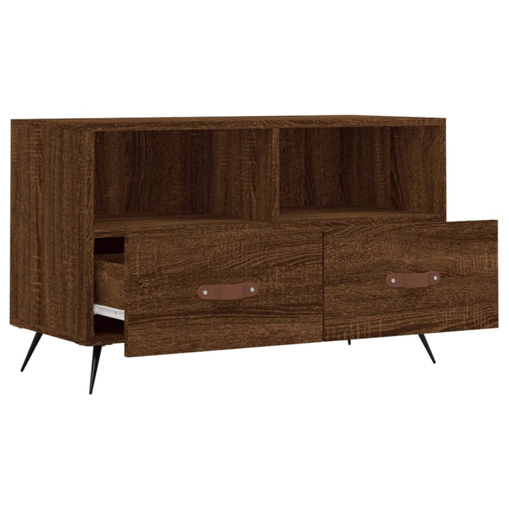 Tv-meubel 80x36x50 cm bewerkt hout bruin eikenkleur