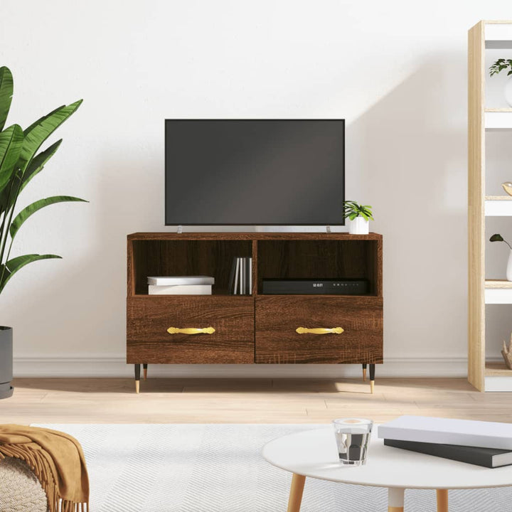 Tv-meubel 80x36x50 cm bewerkt hout bruin eikenkleur