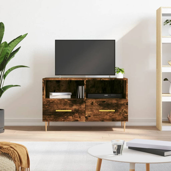 Tv-meubel 80x36x50 cm bewerkt hout gerookt eikenkleurig