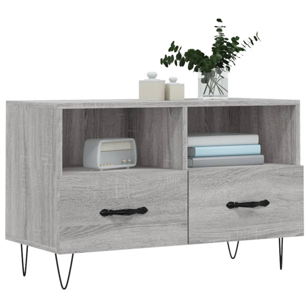 Tv-meubel 80x36x50 cm bewerkt hout grijs sonoma eikenkleurig