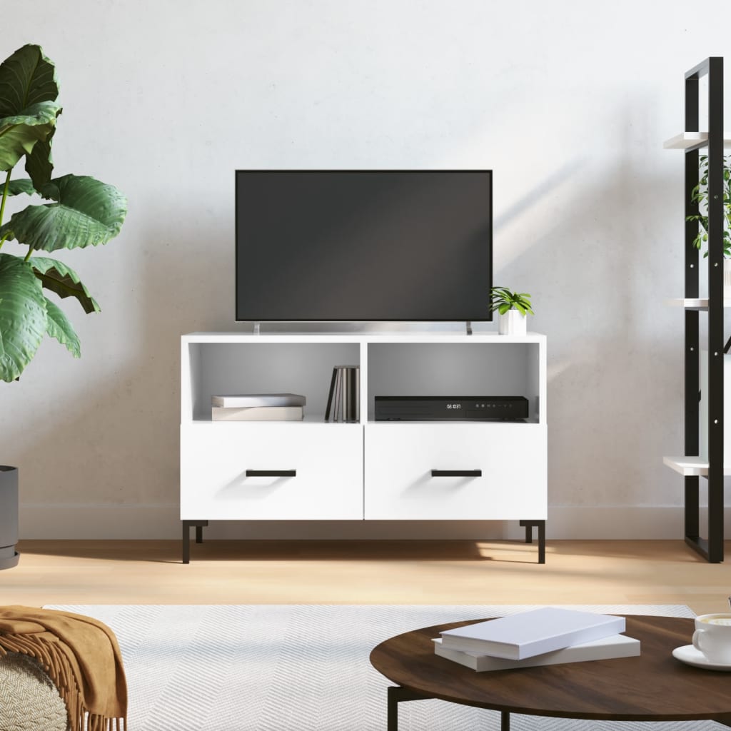 Tv-meubel 80x36x50 cm bewerkt hout hoogglans wit