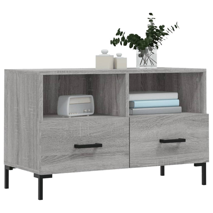 Tv-meubel 80x36x50 cm bewerkt hout grijs sonoma eikenkleurig