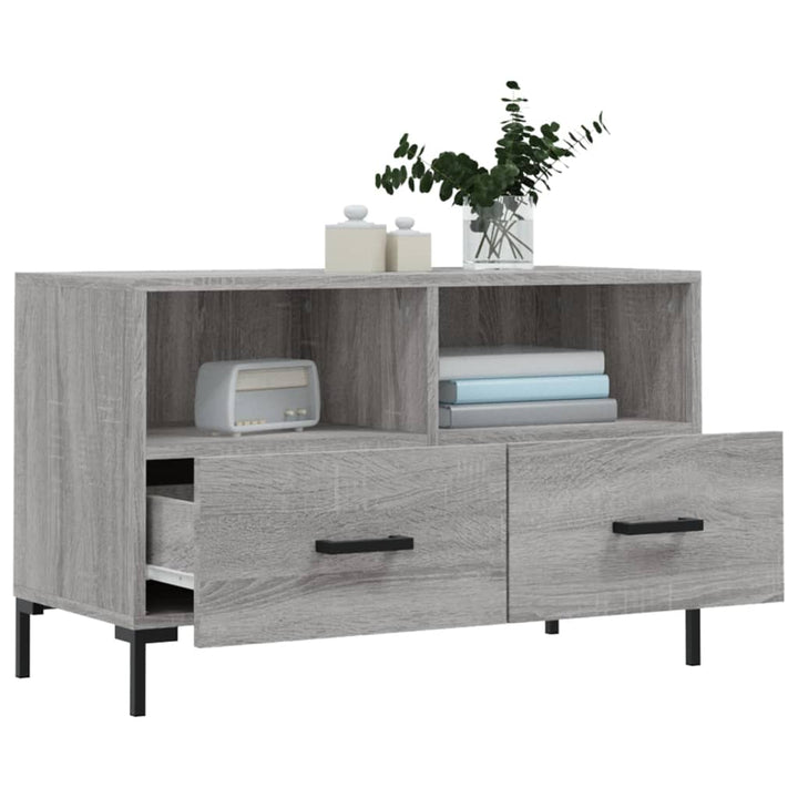 Tv-meubel 80x36x50 cm bewerkt hout grijs sonoma eikenkleurig