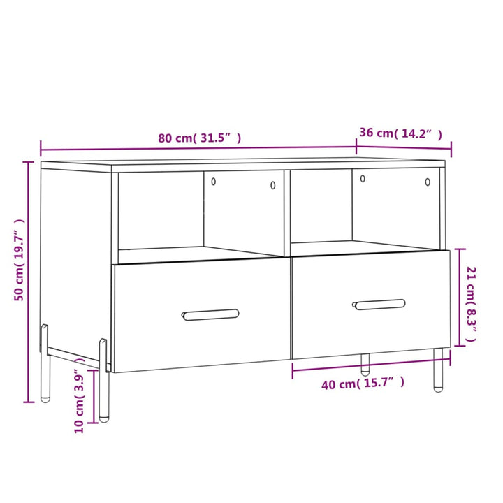 Tv-meubel 80x36x50 cm bewerkt hout sonoma eiken