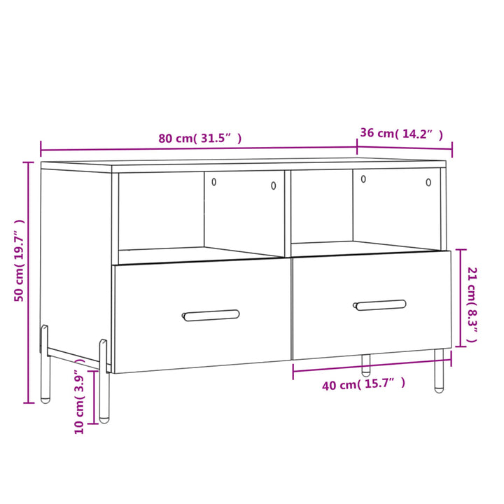 Tv-meubel 80x36x50 cm bewerkt hout betongrijs