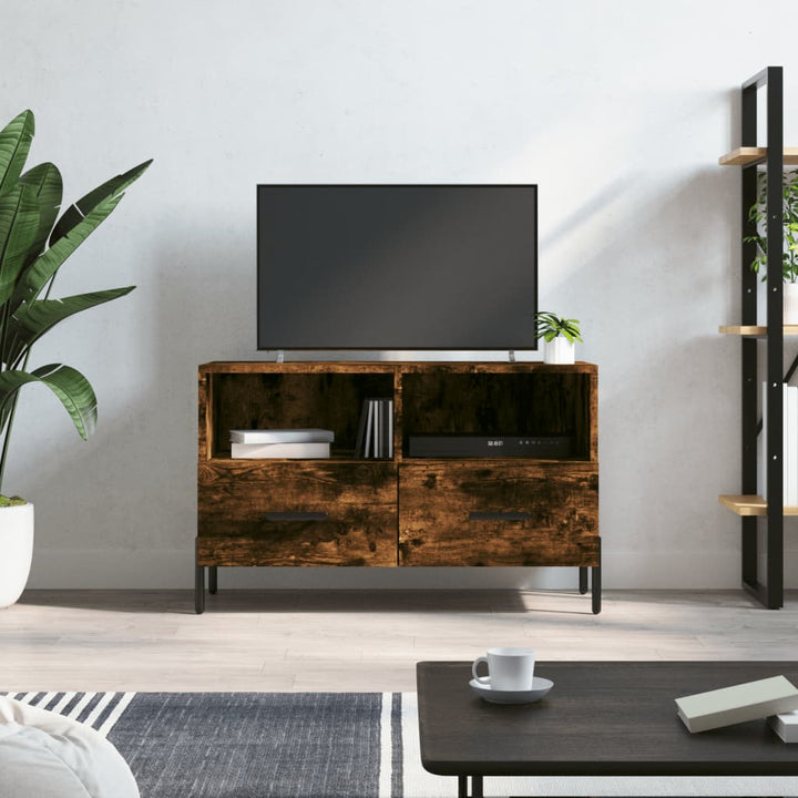 Tv-meubel 80x36x50 cm bewerkt hout gerookt eikenkleurig