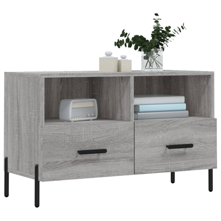 Tv-meubel 80x36x50 cm bewerkt hout grijs sonoma eikenkleurig