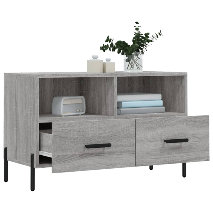 Tv-meubel 80x36x50 cm bewerkt hout grijs sonoma eikenkleurig