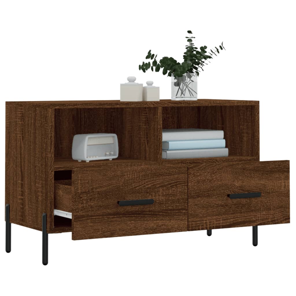Tv-meubel 80x36x50 cm bewerkt hout bruin eikenkleur