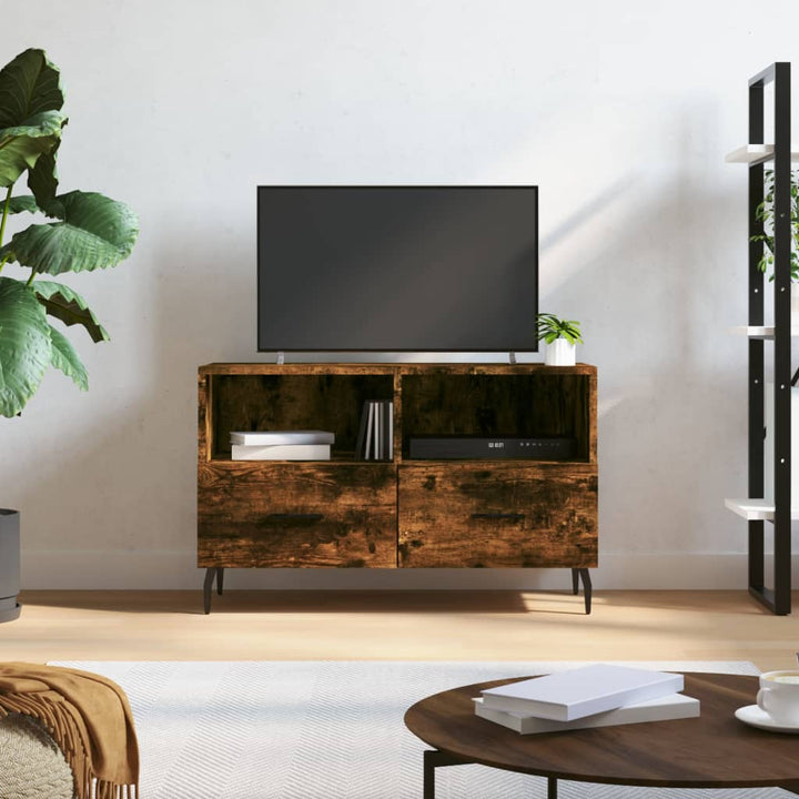 Tv-meubel 80x36x50 cm bewerkt hout gerookt eikenkleurig