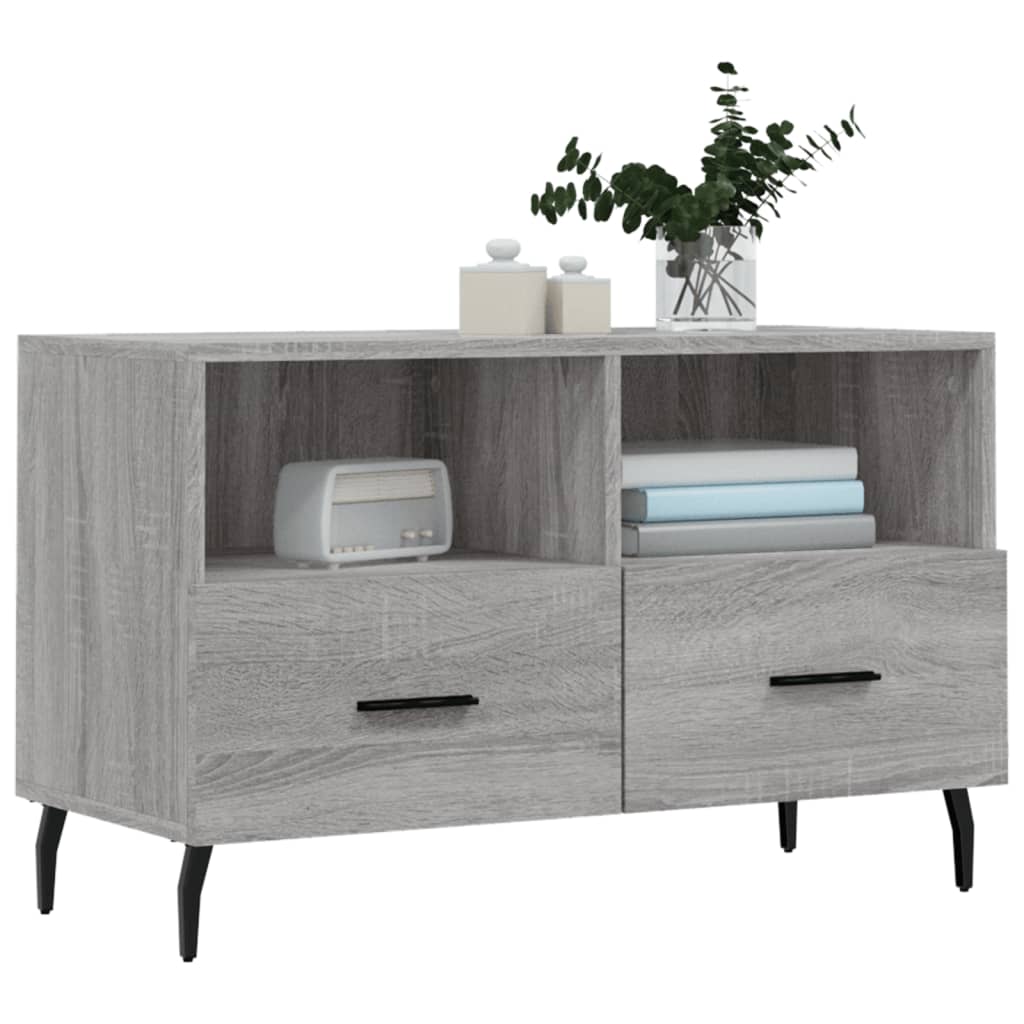 Tv-meubel 80x36x50 cm bewerkt hout grijs sonoma eikenkleurig