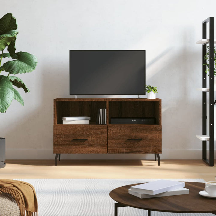 Tv-meubel 80x36x50 cm bewerkt hout bruin eikenkleur