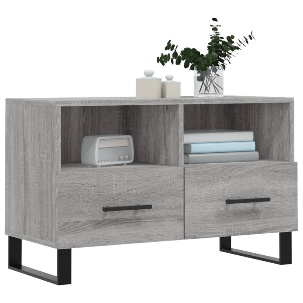 Tv-meubel 80x36x50 cm bewerkt hout grijs sonoma eikenkleurig