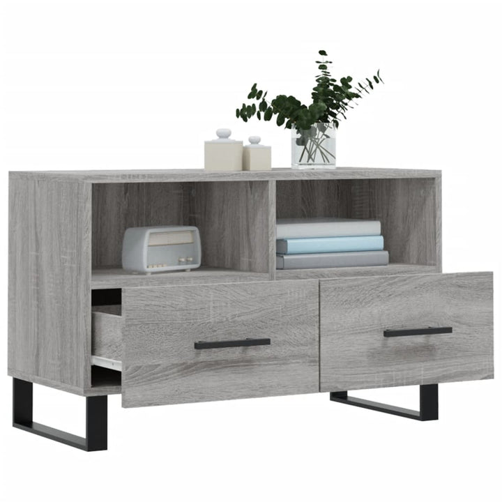 Tv-meubel 80x36x50 cm bewerkt hout grijs sonoma eikenkleurig