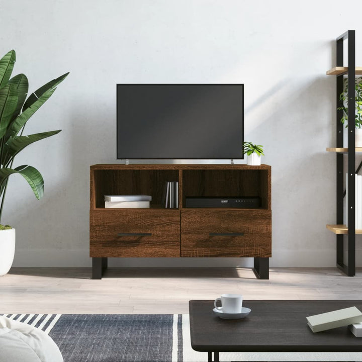 Tv-meubel 80x36x50 cm bewerkt hout bruin eikenkleur