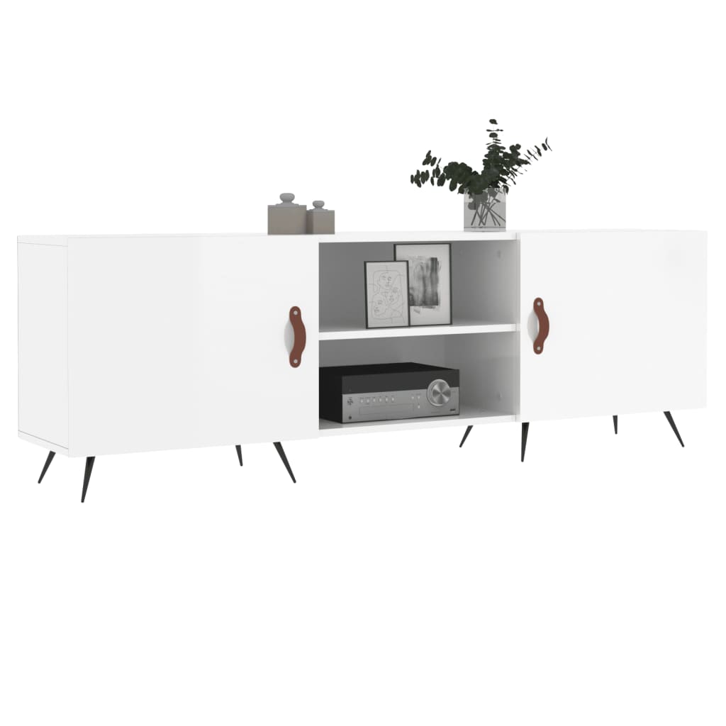 Tv-meubel 150x30x50 cm bewerkt hout hoogglans wit