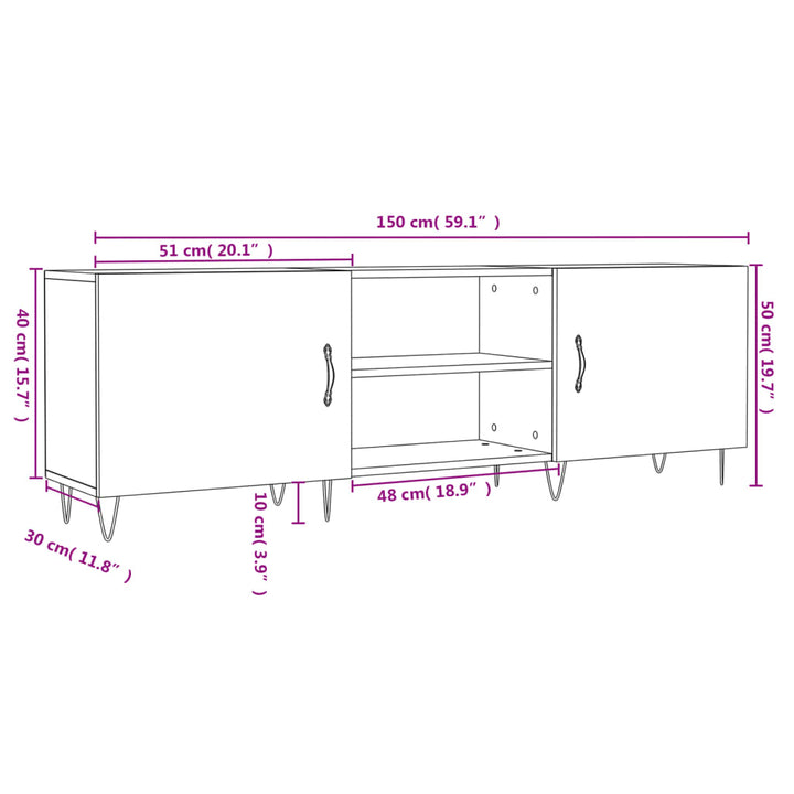 Tv-meubel 150x30x50 cm bewerkt hout grijs sonoma eikenkleurig