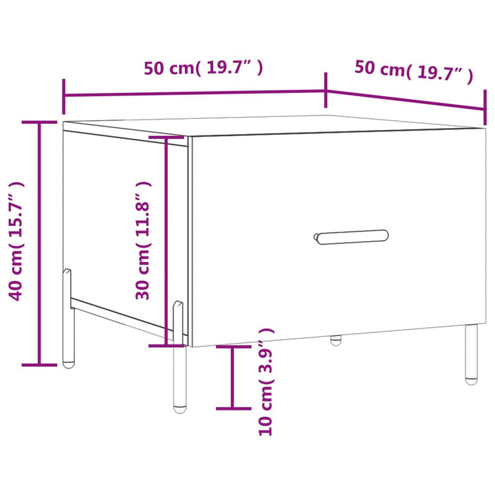 Salontafel 50x50x35 cm bewerkt hout sonoma eikenkleurig