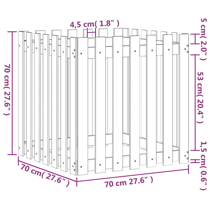 Plantenbak met hekontwerp 70x70x70 cm geïmpregneerd groenenhout