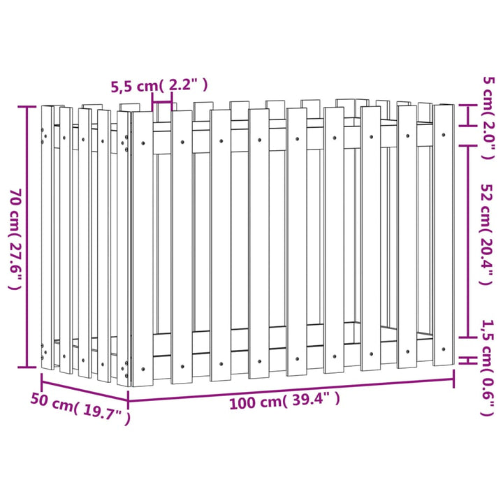 Plantenbak verhoogd hekontwerp 100x50x70 cm massief douglashout