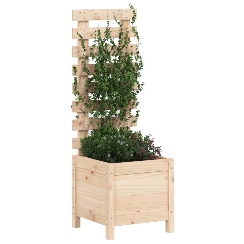 Plantenbak met rek 39x39,5x114 cm massief groenhout