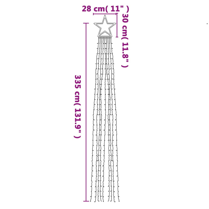 Kerstboomverlichting 320 kleurrijke LED's 375 cm