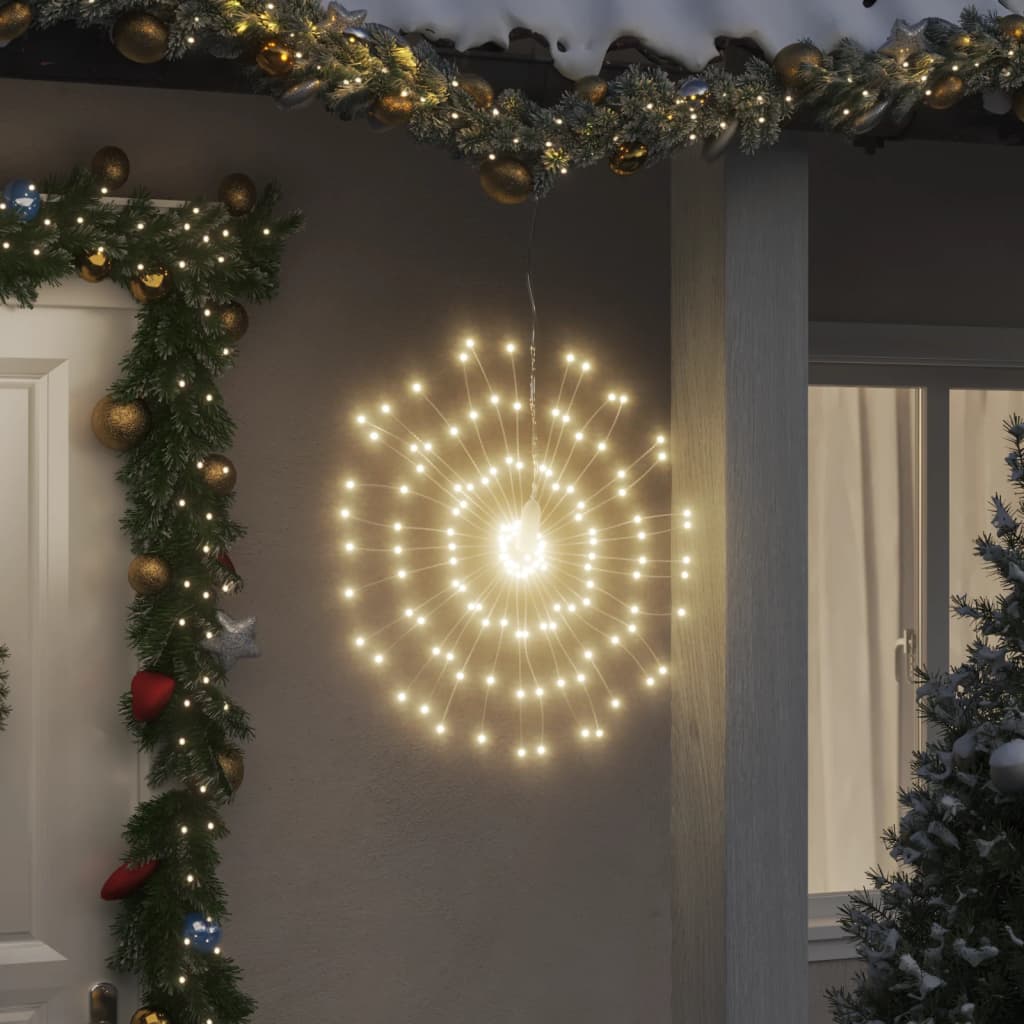 Kerstverlichting vuurwerk 4 st 140 warmwitte LED's 17 cm