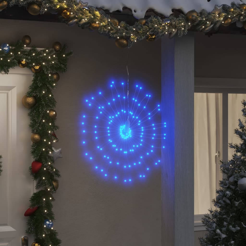 Kerstverlichting vuurwerk 140 blauwe LED's 17 cm