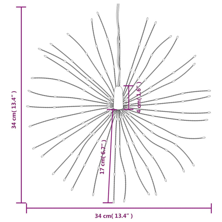 Kerstverlichting vuurwerk 4 st 140 meerkleurige LED's 17 cm