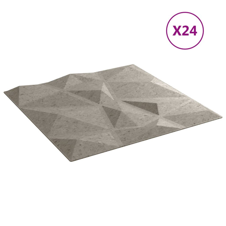 Wandpanelen 24 st diamantpatroon 6 m² 50x50 cm EPS betongrijs