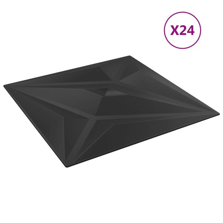 Wandpanelen 24 st 50x50 cm EPS 6 m² sterpatroon zwart