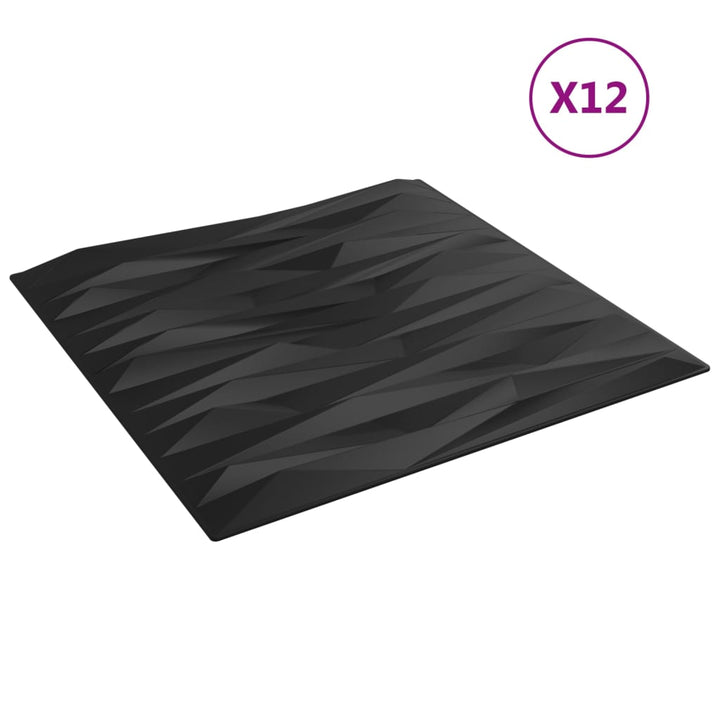 Wandpanelen 12 st steenpatroon 3 m² 50x50 cm EPS zwart