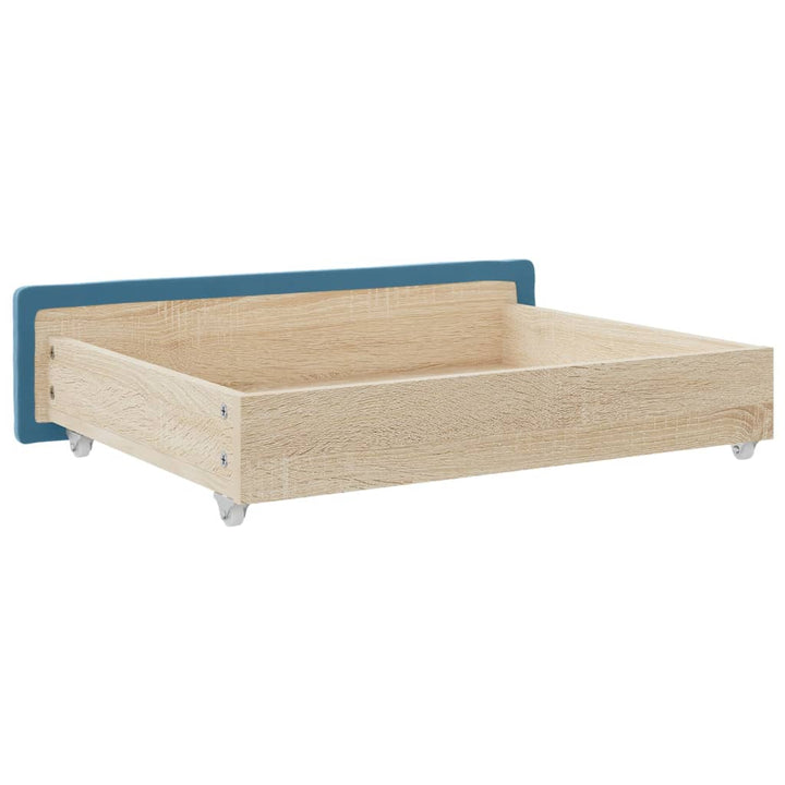 Bedlades 2 st bewerkt hout en fluweel blauw