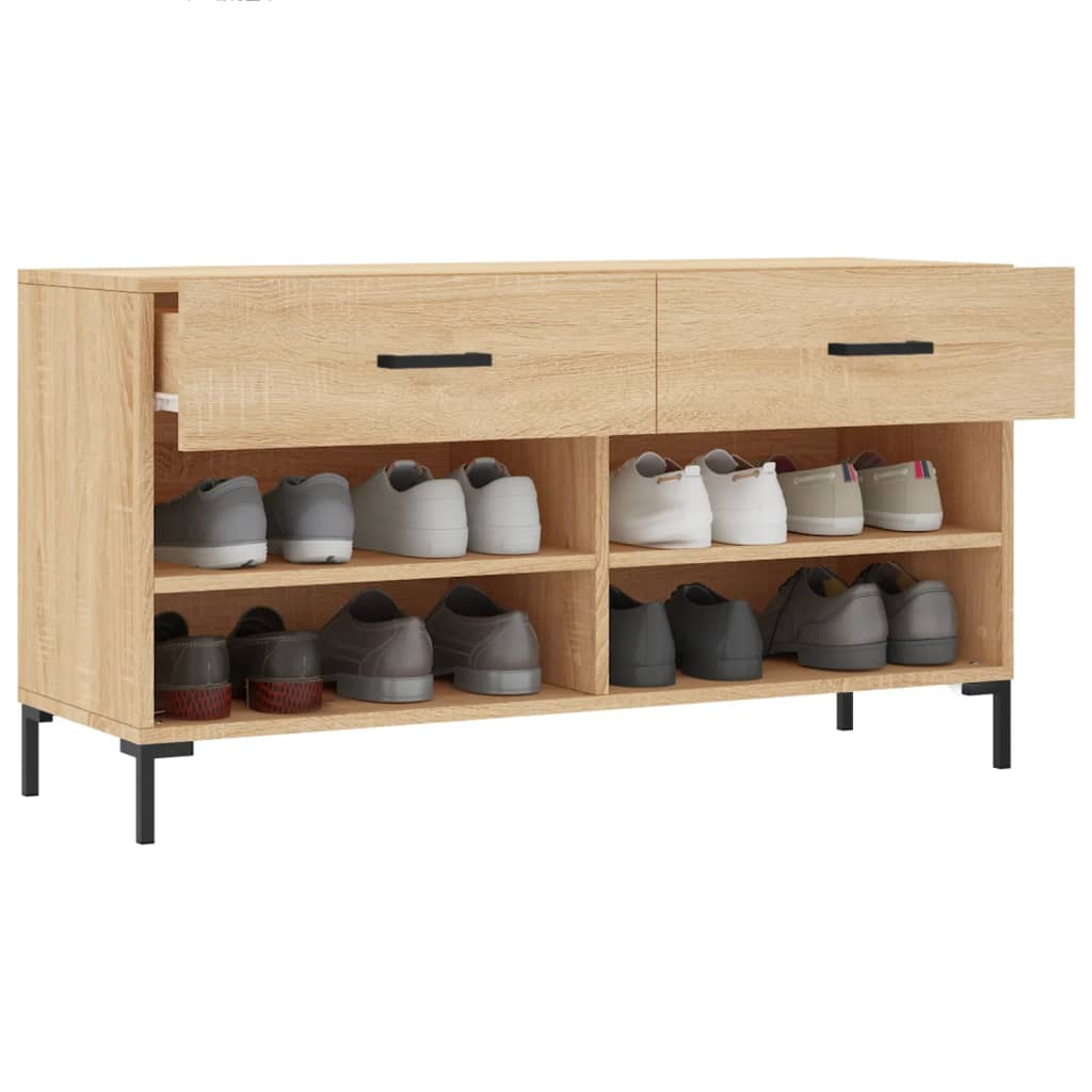 Schoenenbank 102x35x55 cm bewerkt hout sonoma eikenkleurig