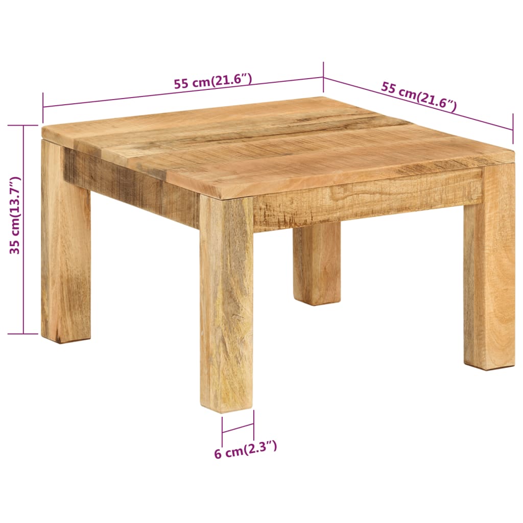 Salontafel 55x55x35 cm massief mangohout