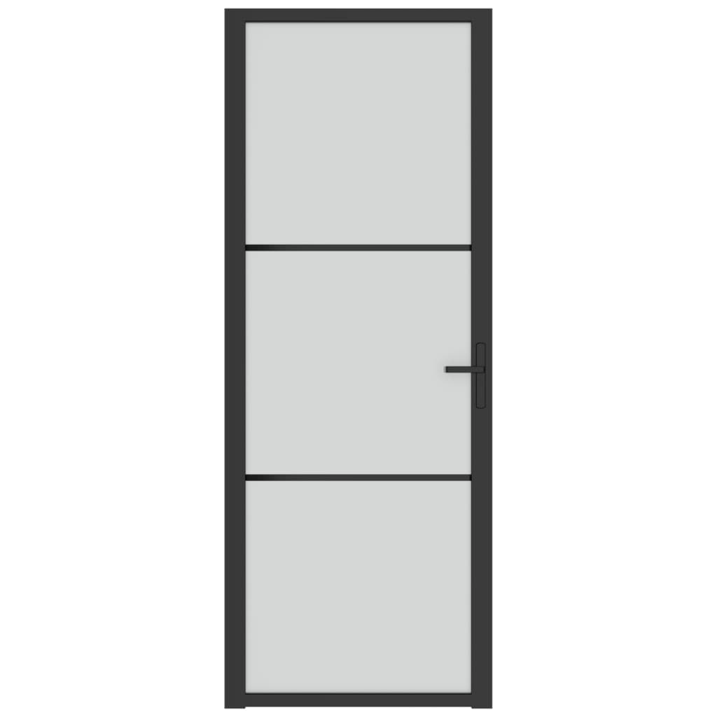 Binnendeur 76x201,5 cm matglas en aluminium zwart