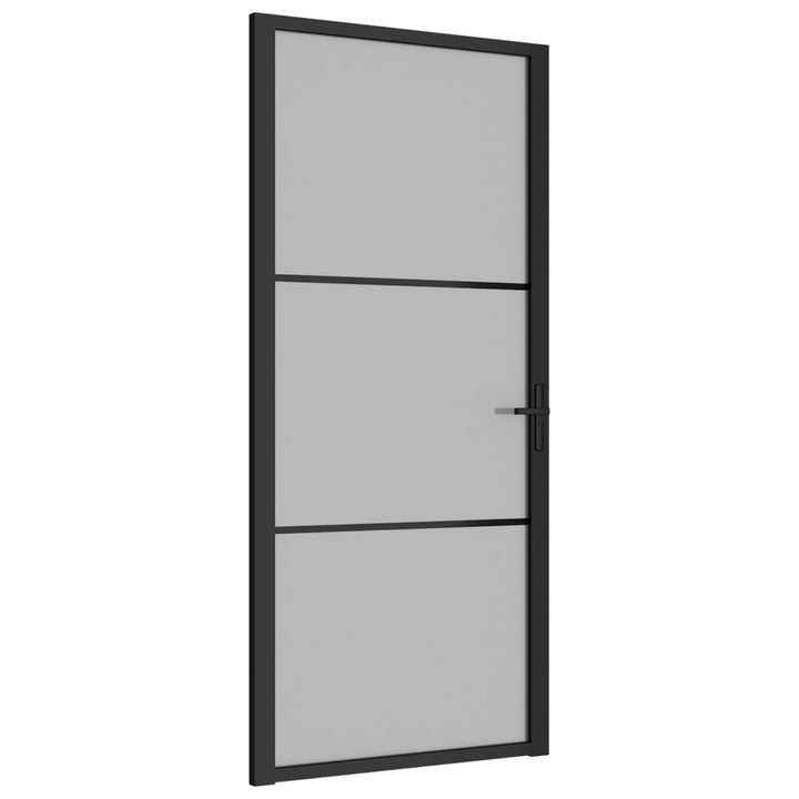 Binnendeur 93x201,5 cm matglas en aluminium zwart
