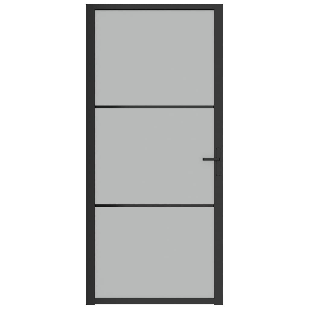 Binnendeur 93x201,5 cm matglas en aluminium zwart