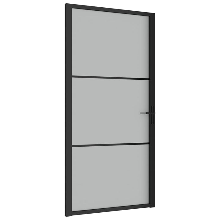 Binnendeur 102,5x201,5 cm matglas en aluminium zwart