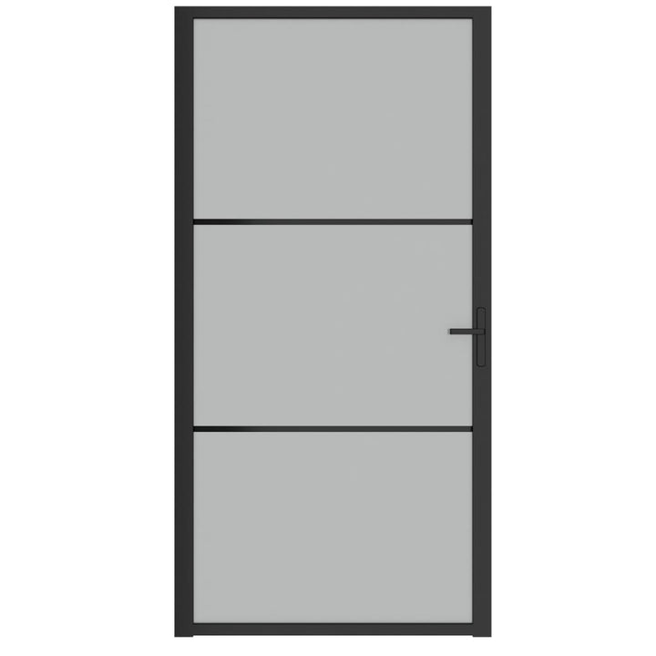 Binnendeur 102,5x201,5 cm matglas en aluminium zwart