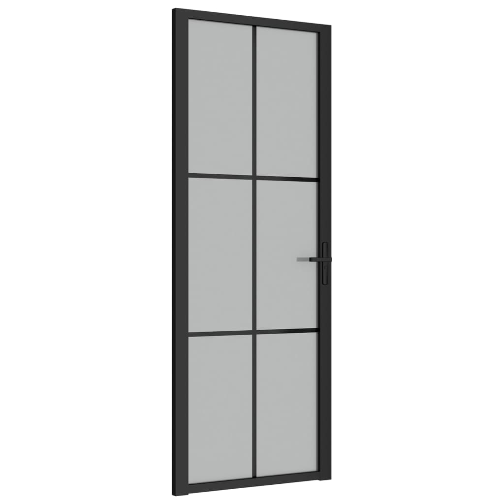 Binnendeur 76x201,5 cm matglas en aluminium zwart