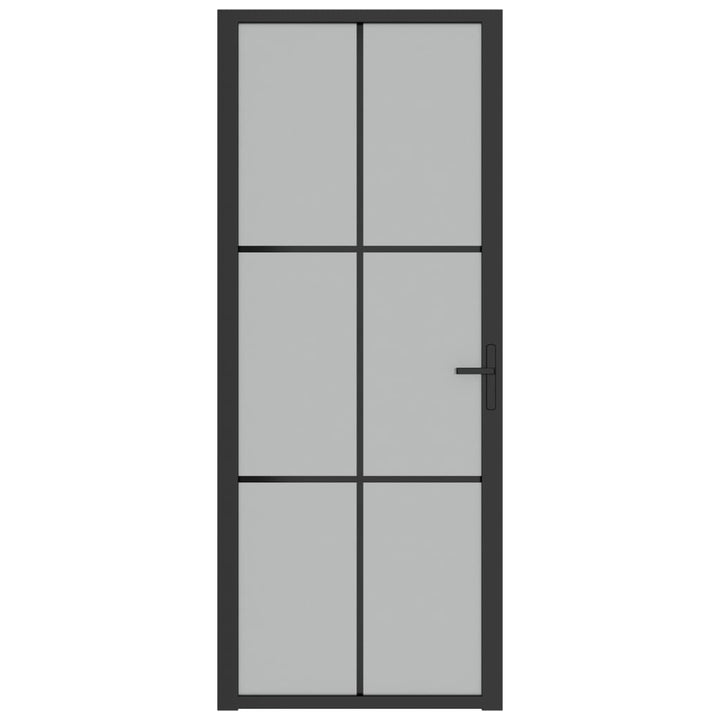 Binnendeur 83x201,5 cm matglas en aluminium zwart