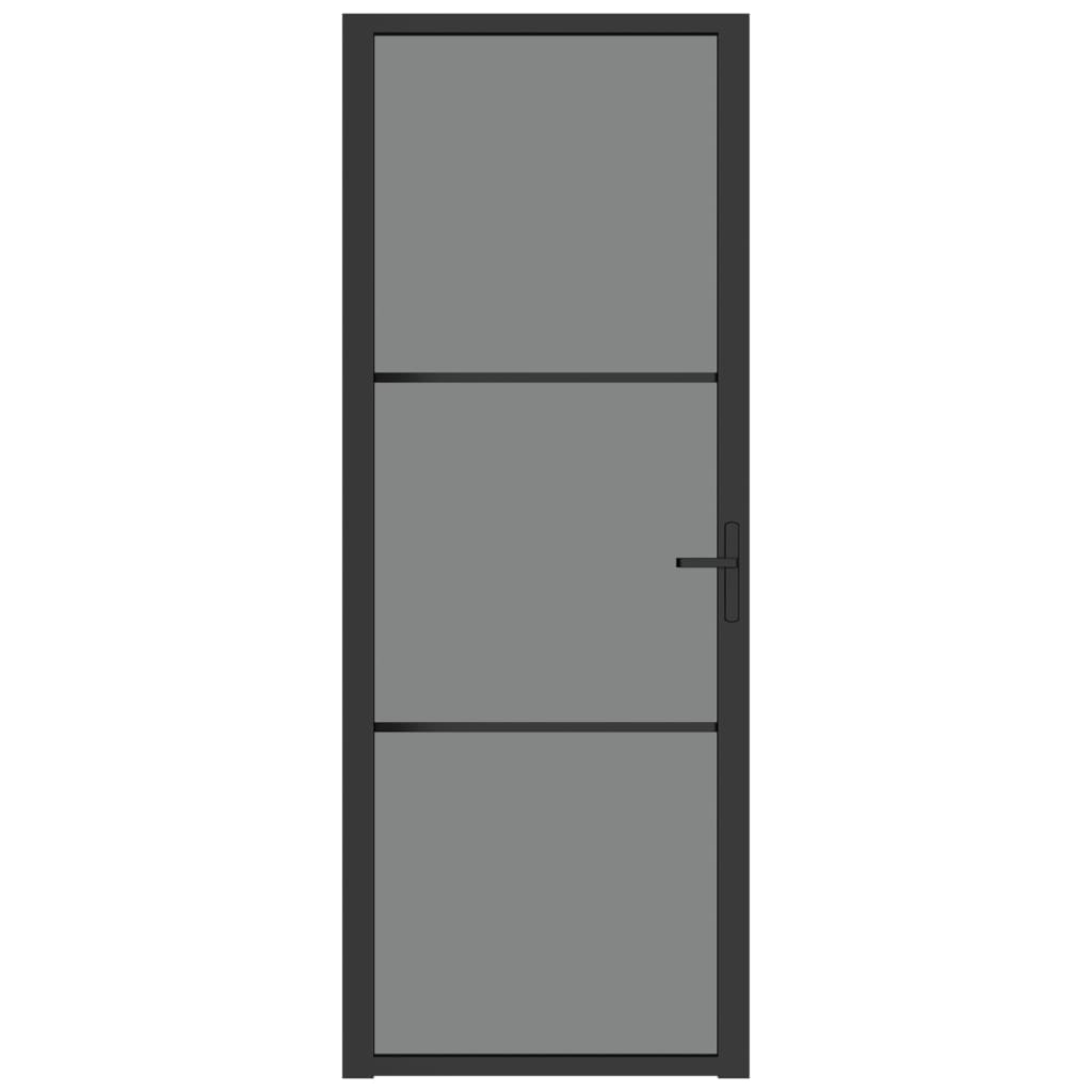 Binnendeur 76x201,5 cm ESG-glas en aluminium zwart