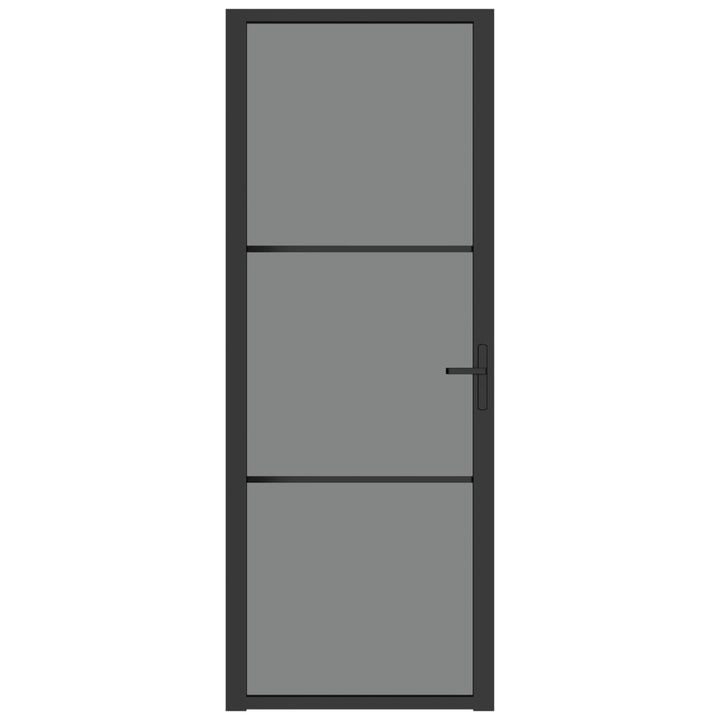Binnendeur 76x201,5 cm ESG-glas en aluminium zwart