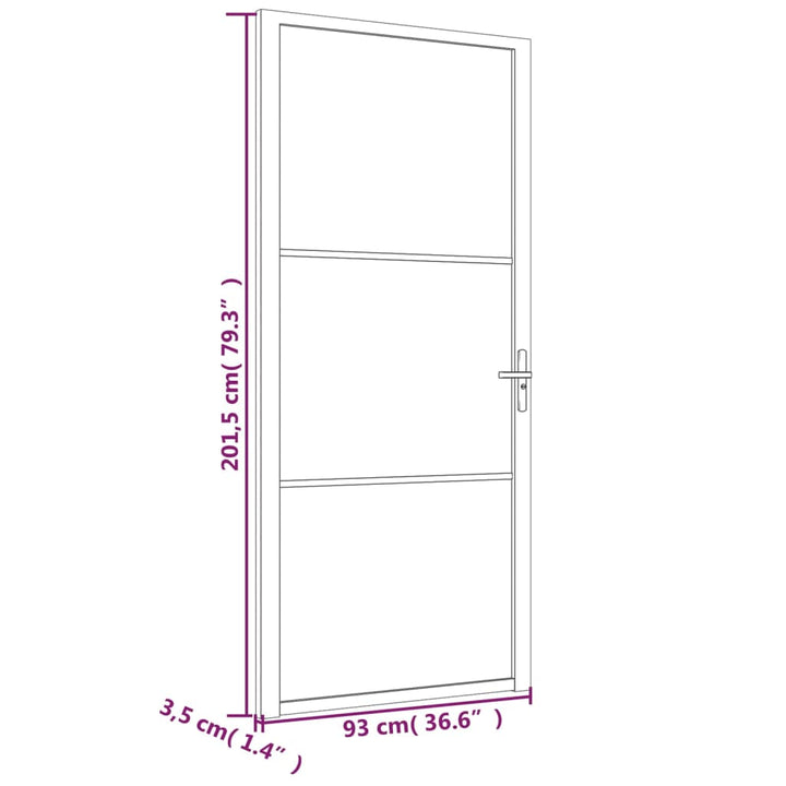 Binnendeur 93x201,5 cm ESG-glas en aluminium wit