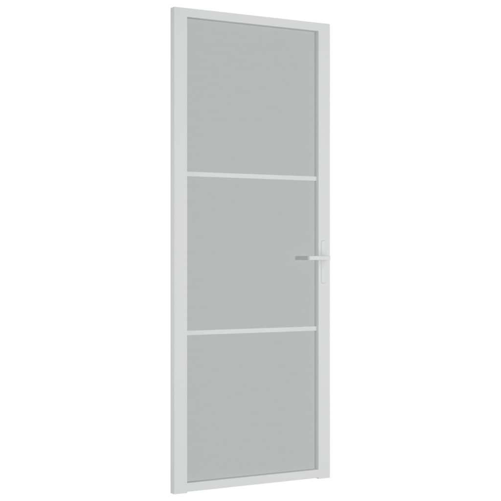 Binnendeur 76x201,5 cm matglas en aluminium wit