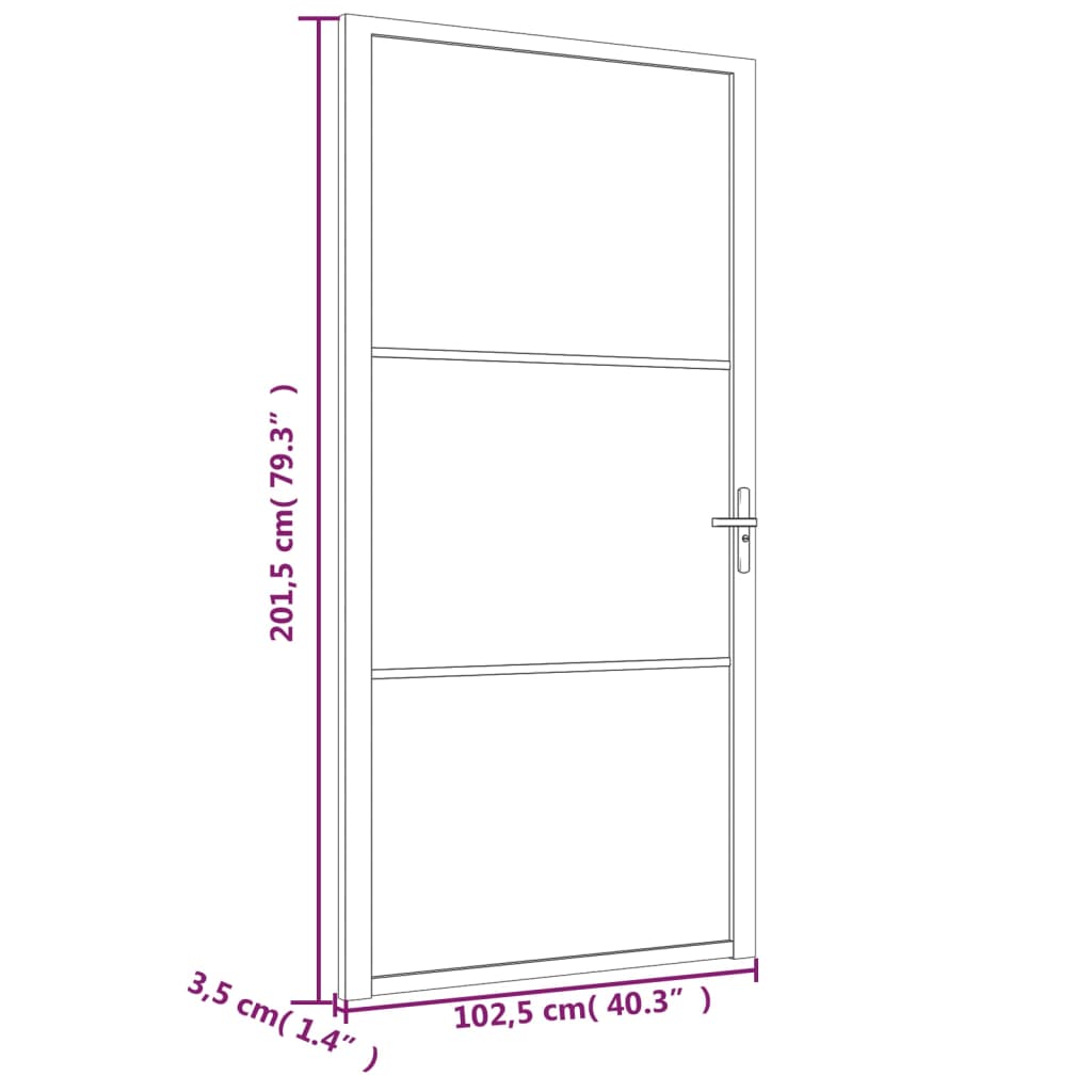 Binnendeur 102,5x201,5 cm ESG-glas en aluminium wit